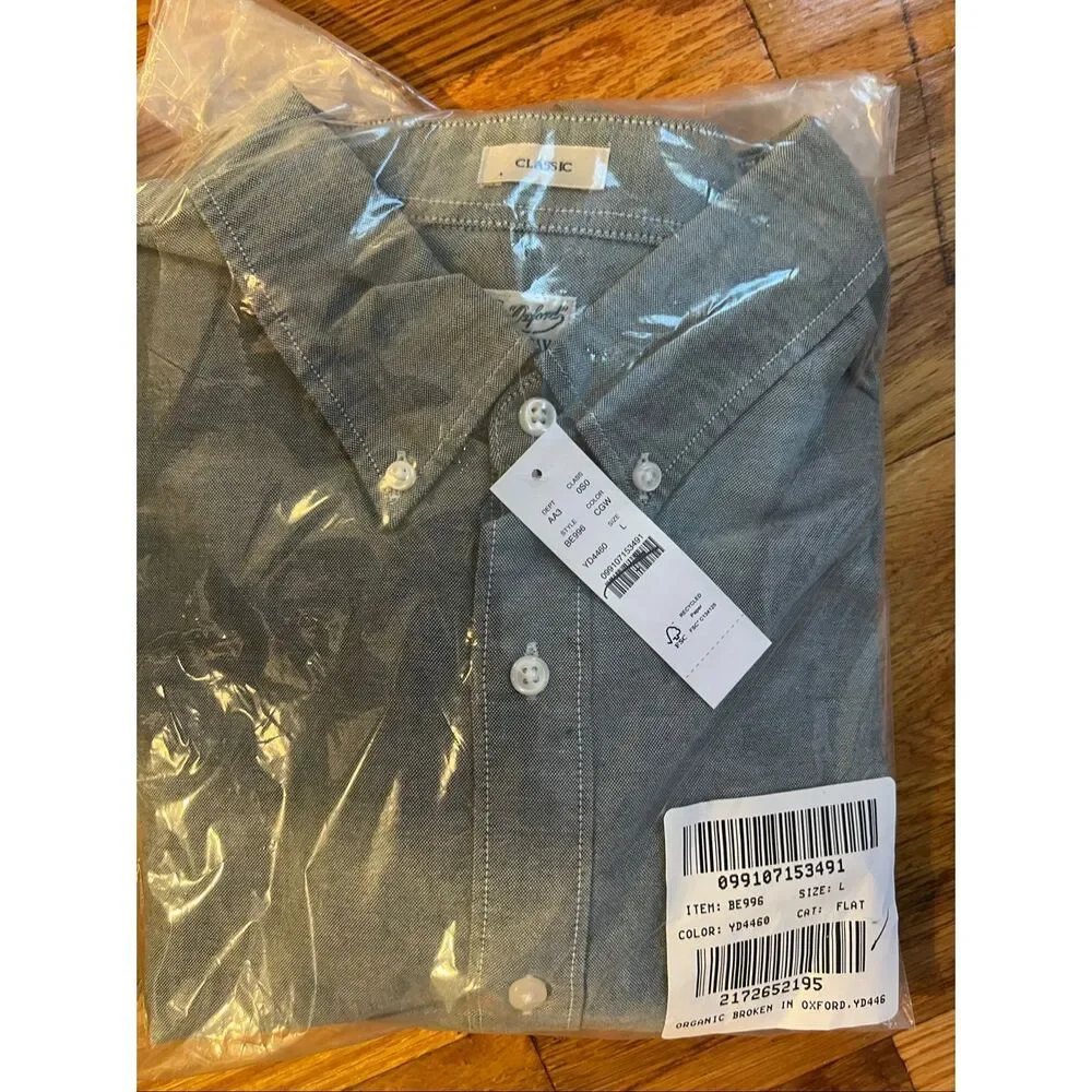 J. Crew Broken-in organic cotton oxford shirt Championship Green NWT size Large
